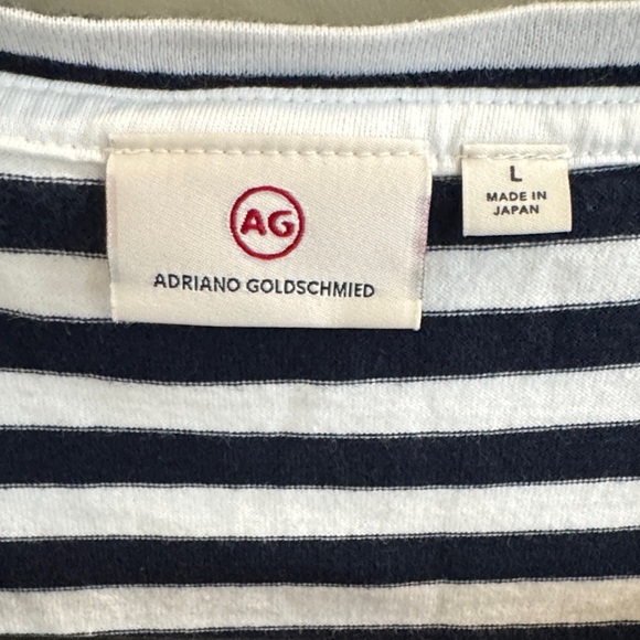 AG Adriano Goldschmied Navy and White Striped Tee - Picture 2 of 4